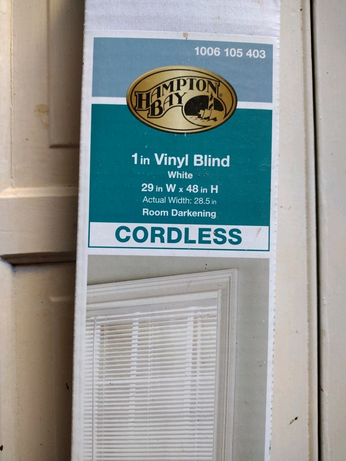 HAMPTON BAY White Cordless Vinyl Mini Blinds with 1″ Slats 29 W x 48 L in.