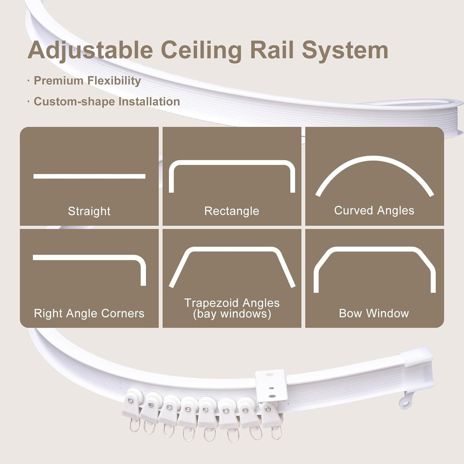 Room Divider Curtains & Flexible Bendable Tracks Set,Privacy Dividers Ceiling Tr