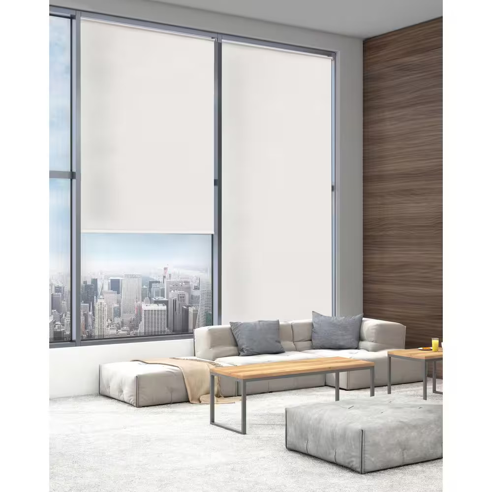 Cut-To-Size Cream Cordless Room Darkening Vinyl Roller Shade 37.25 In. W X 72 In