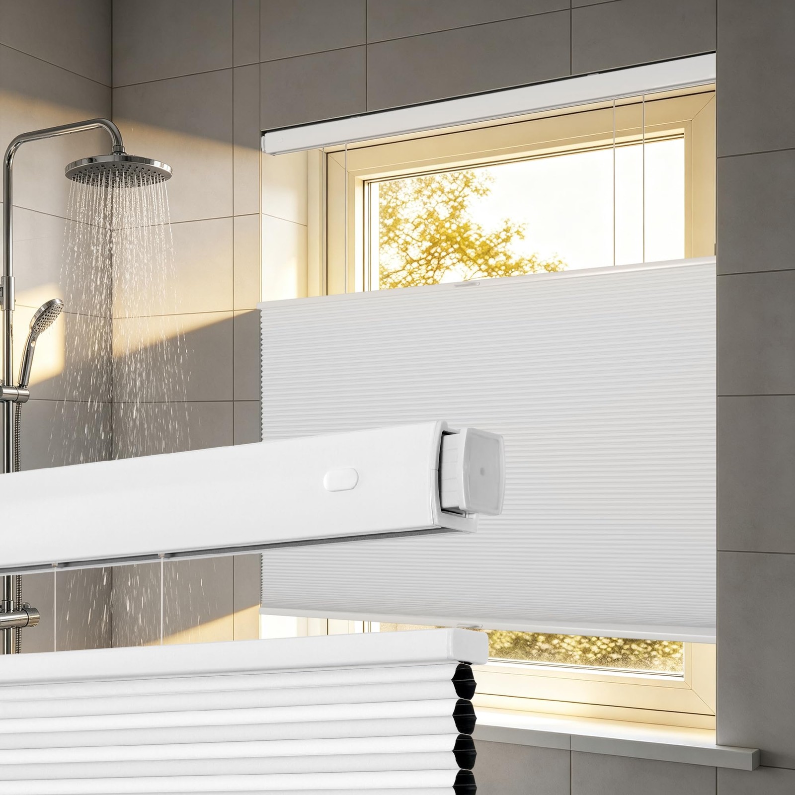 No Drill Waterproof 99% Blackout Cellular Shades Top Down Bottom Up(TDBU) Eas…
