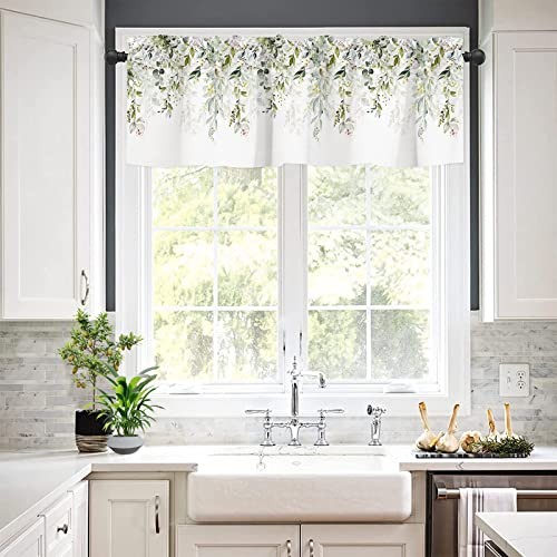 Valances Curtain Green Floral Kitchen Rod Pocket 18″W x 54″L (Pack of 1) Sage