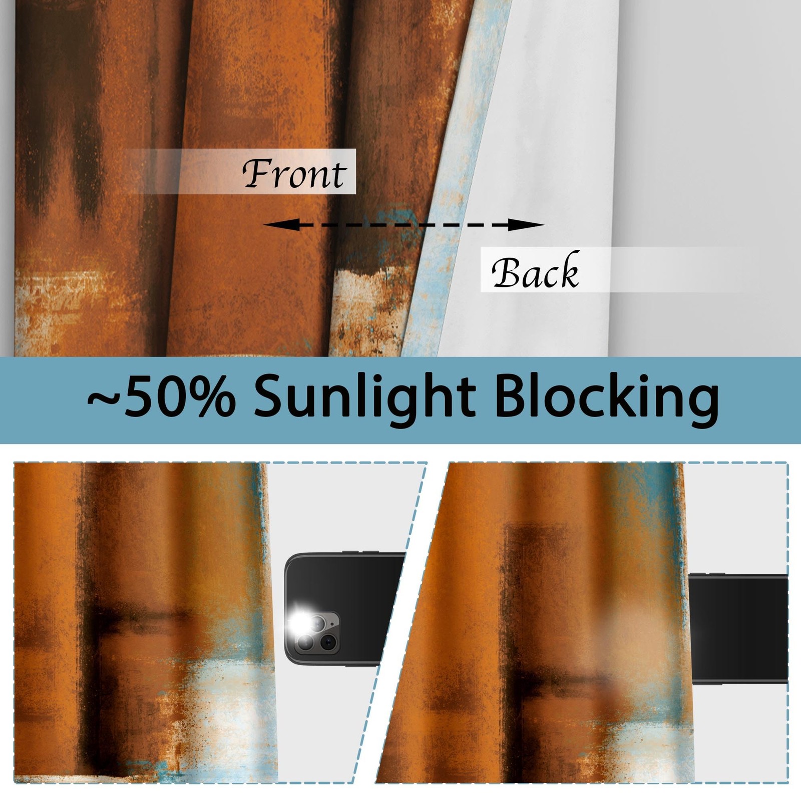 Asuexpect 52×84 Inches Rust Curtains 2 Panels Abstract Curtain Room Darkening