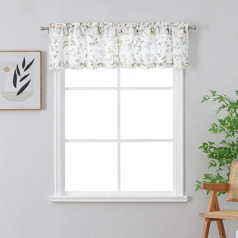 Floral Valances Panels Light Filtering Curtains Rod Pocket Linen Blend New