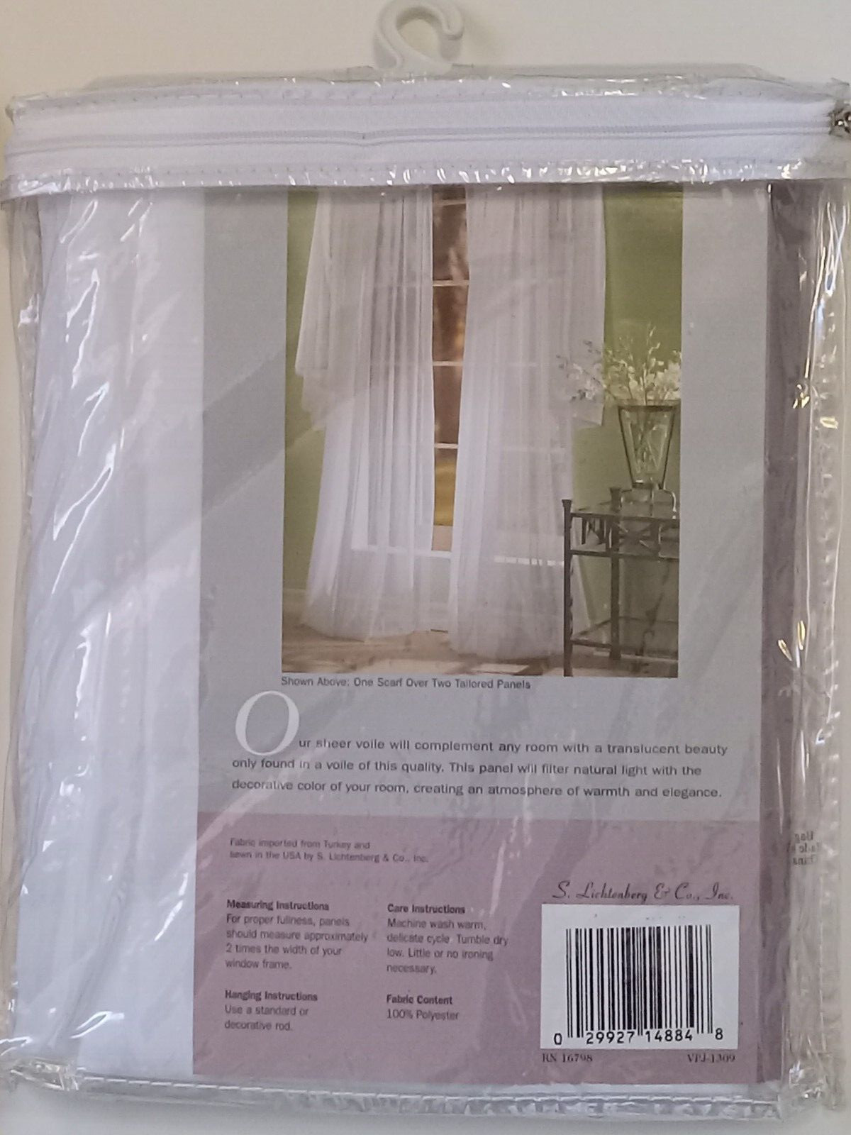S. Lichtenberg & Co. One Sheer Panel 59″ W x 84″ L Radiance White x2 NIP