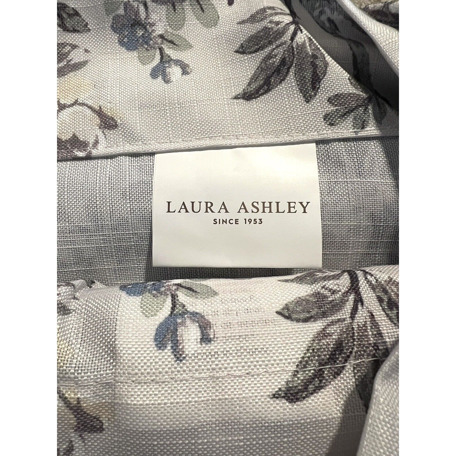Laura Ashley Belvedere Peacock Curtains 2 Panels Navy Blue Green Ivory 38”x 96”