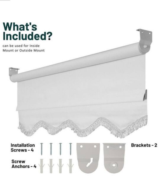 Fringe White Textured Cordless Blackout Privacy Vinyl Roller Shade 40in x 64in