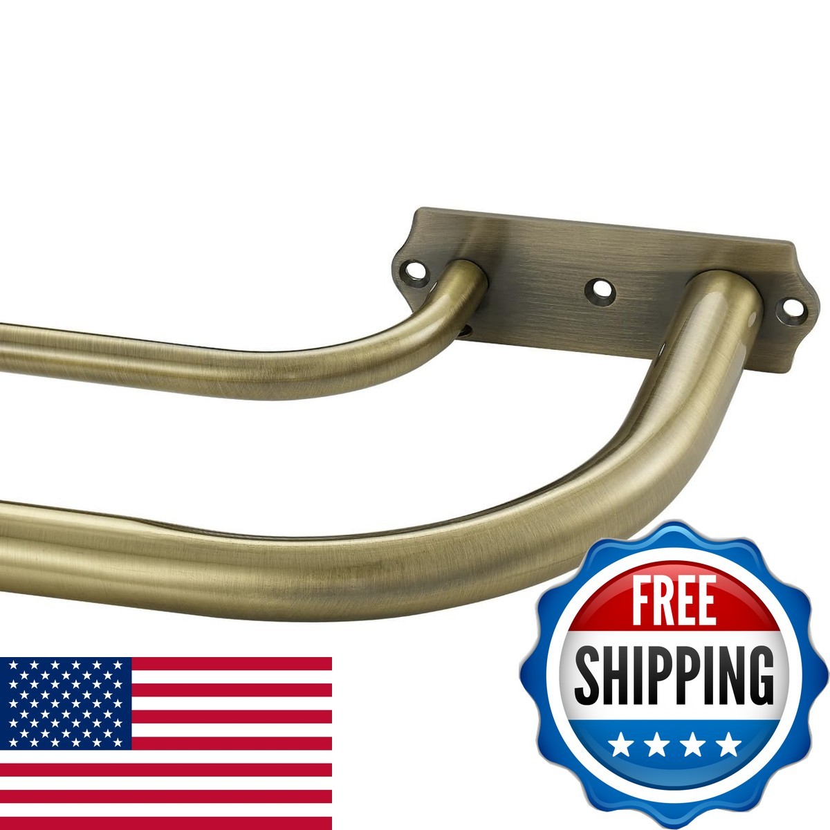 Hosmile Double Curtain Rods 28-48 Inch Antique Bronze Double Curtain Rods Wrap