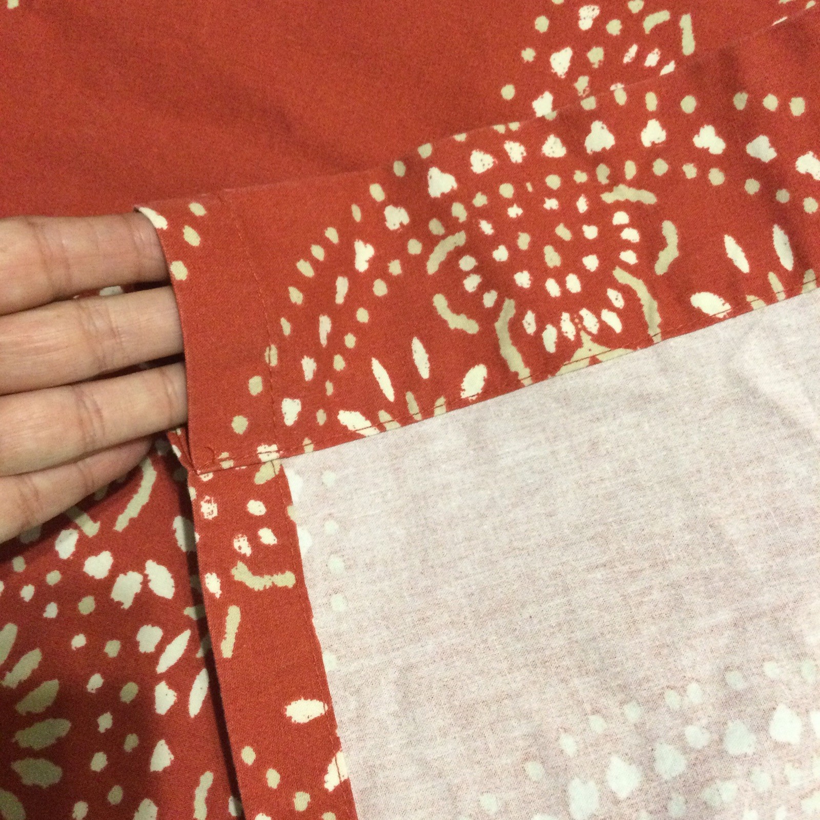 Threshold Set of 2 Red Orange Batik Curtain Panels Cotton Rod Pocket 52” x 84”