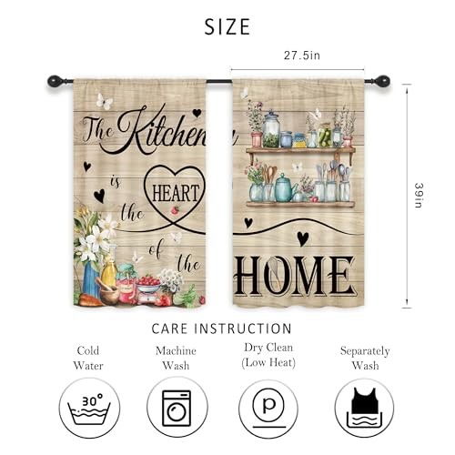Farmhouse Vintage Kitchen Curtains Rustic Wood Plank Barn Door Retro Country