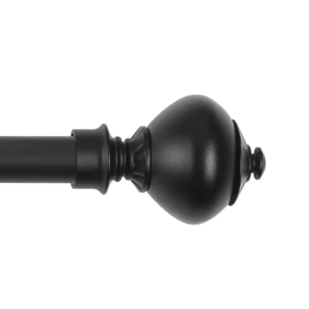 48 In. – 86 In. Telescoping 3/4 In. Single Curtain Rod in Pietro Black