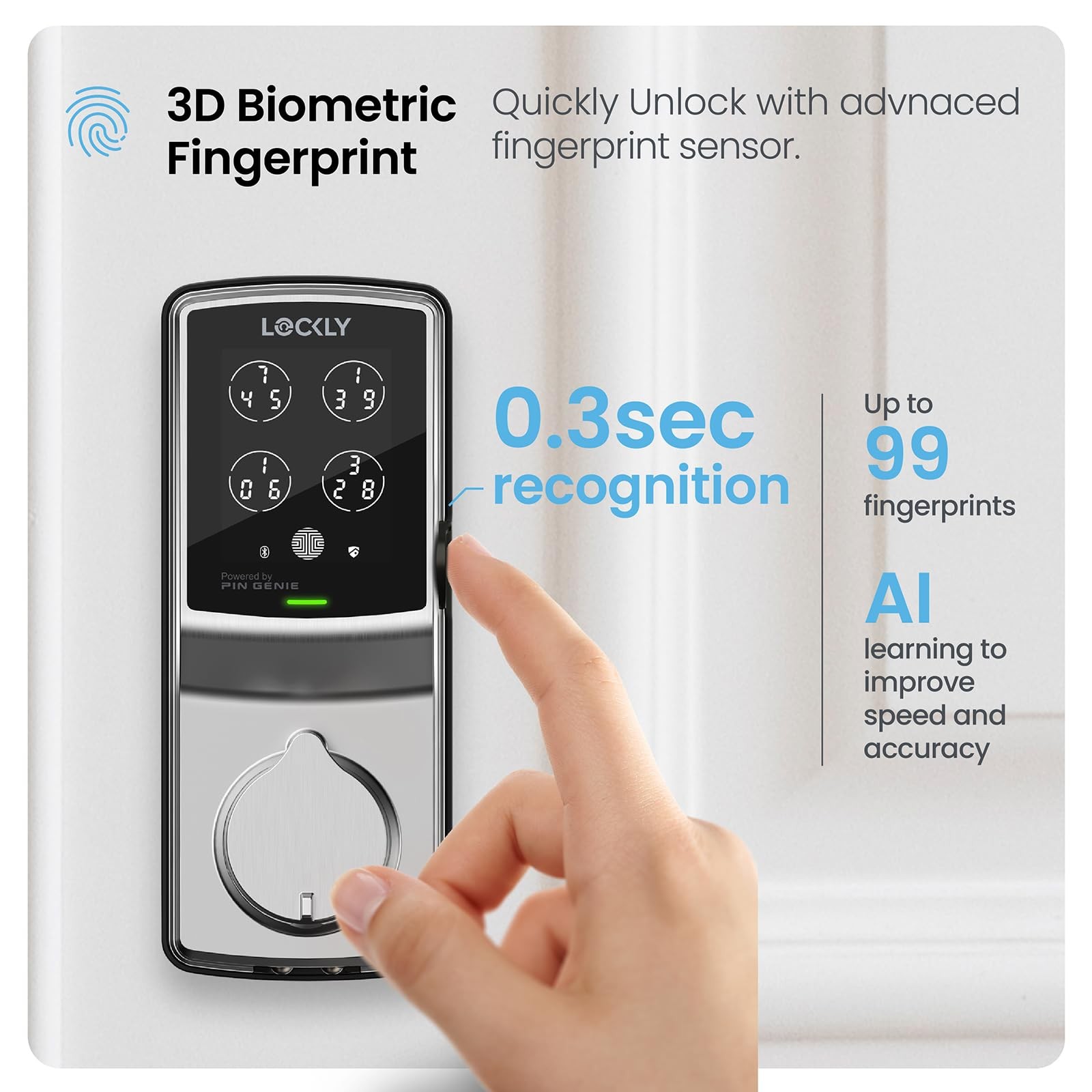 Lockly Secure Plus Bluetooth Smart Door Keyless Entry Pin Genie Digital Keypad