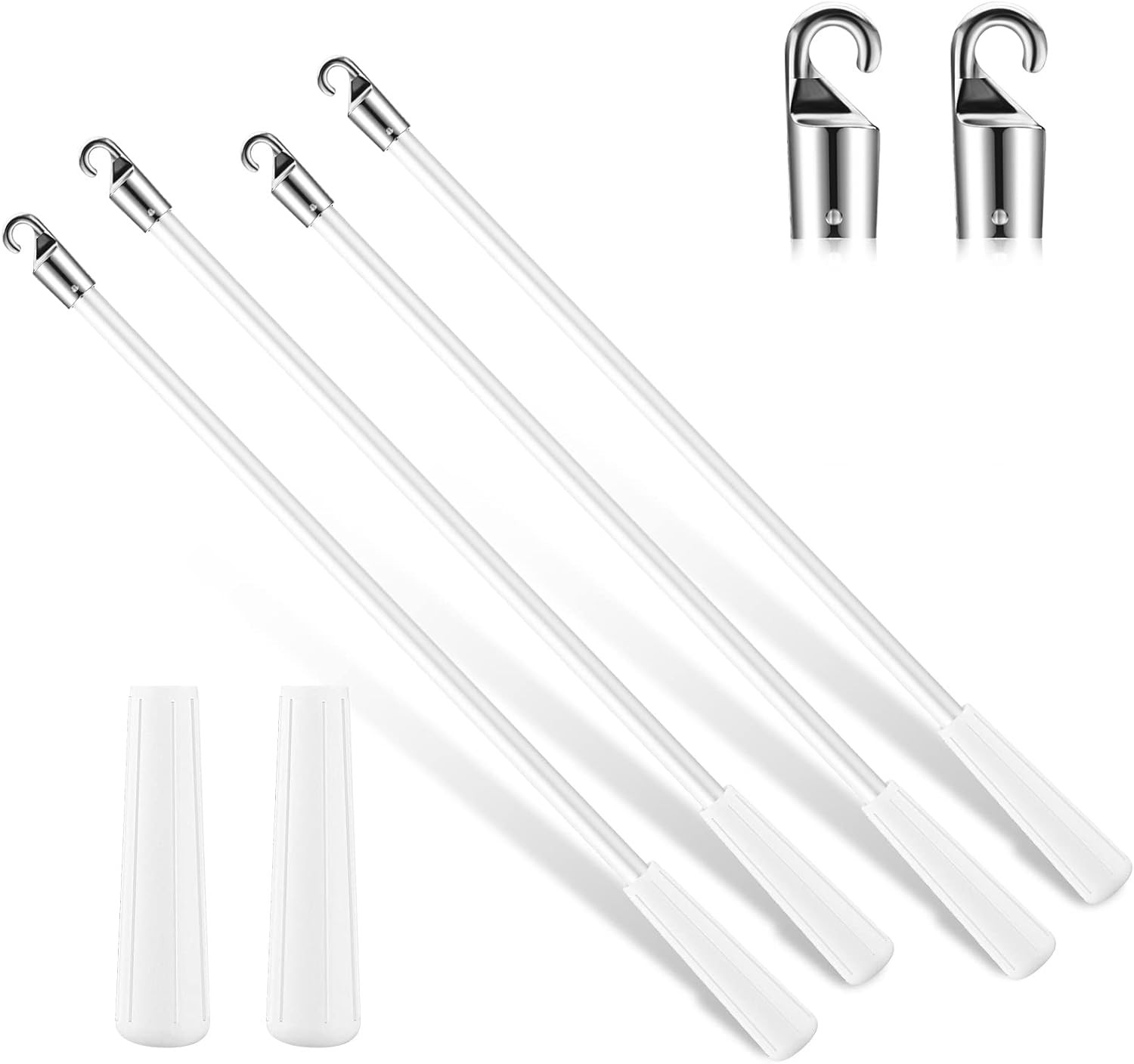 4 Pcs Blinds Wand Replacement with Hook and Handle White Fiberglass Long Vert…