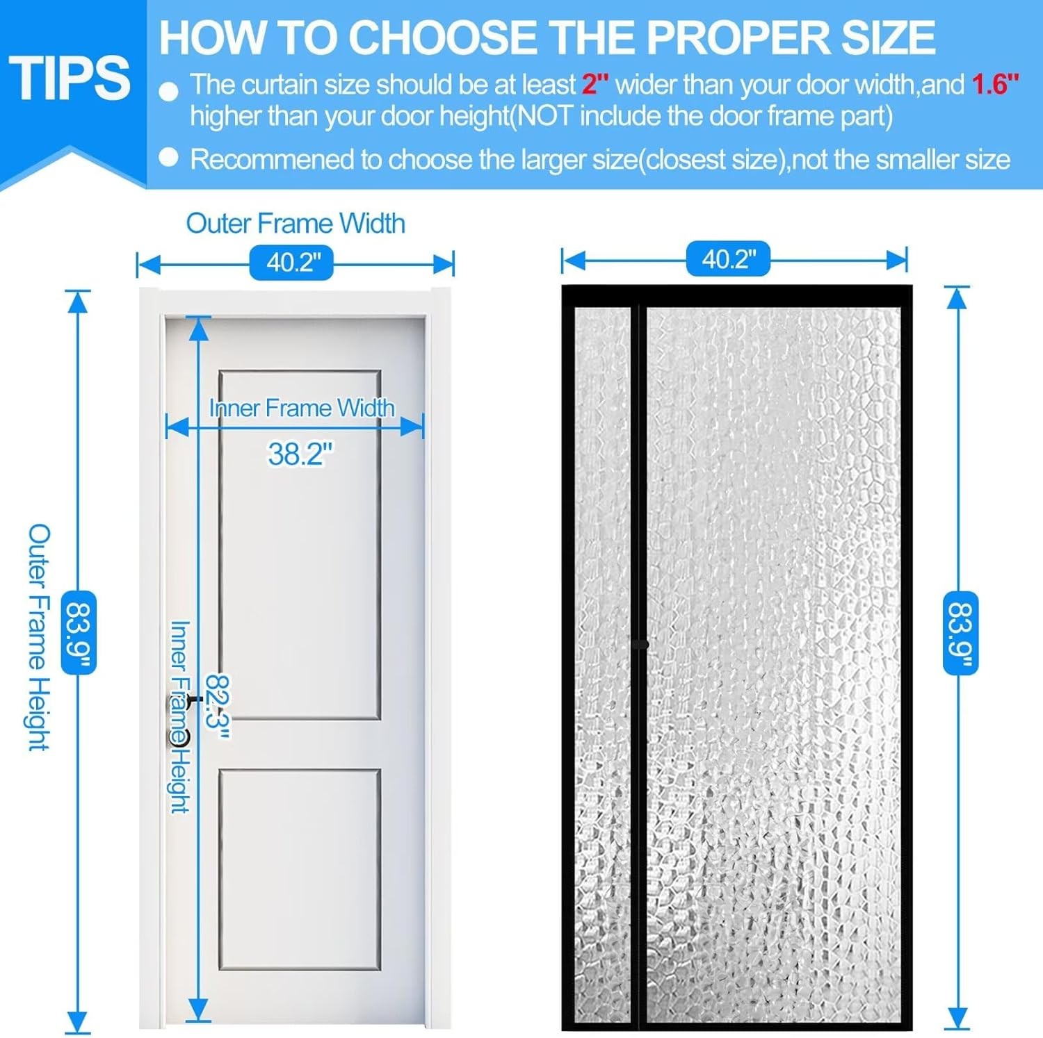 Magnetic Thermal Insulated Door Curtain,Waterproof EVA Door Cover,Left Right
