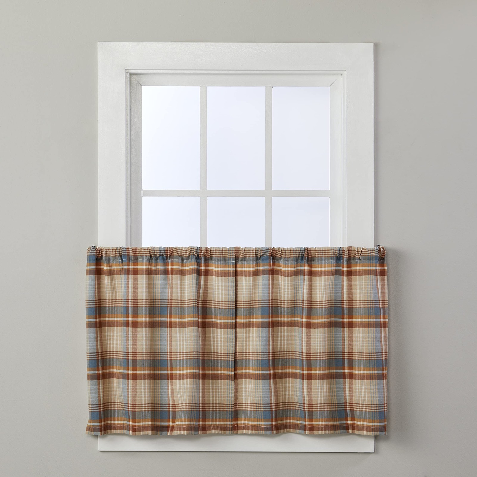 Amber Plaid Tier Pair (2-Pack), Curtain, 24″, Multi