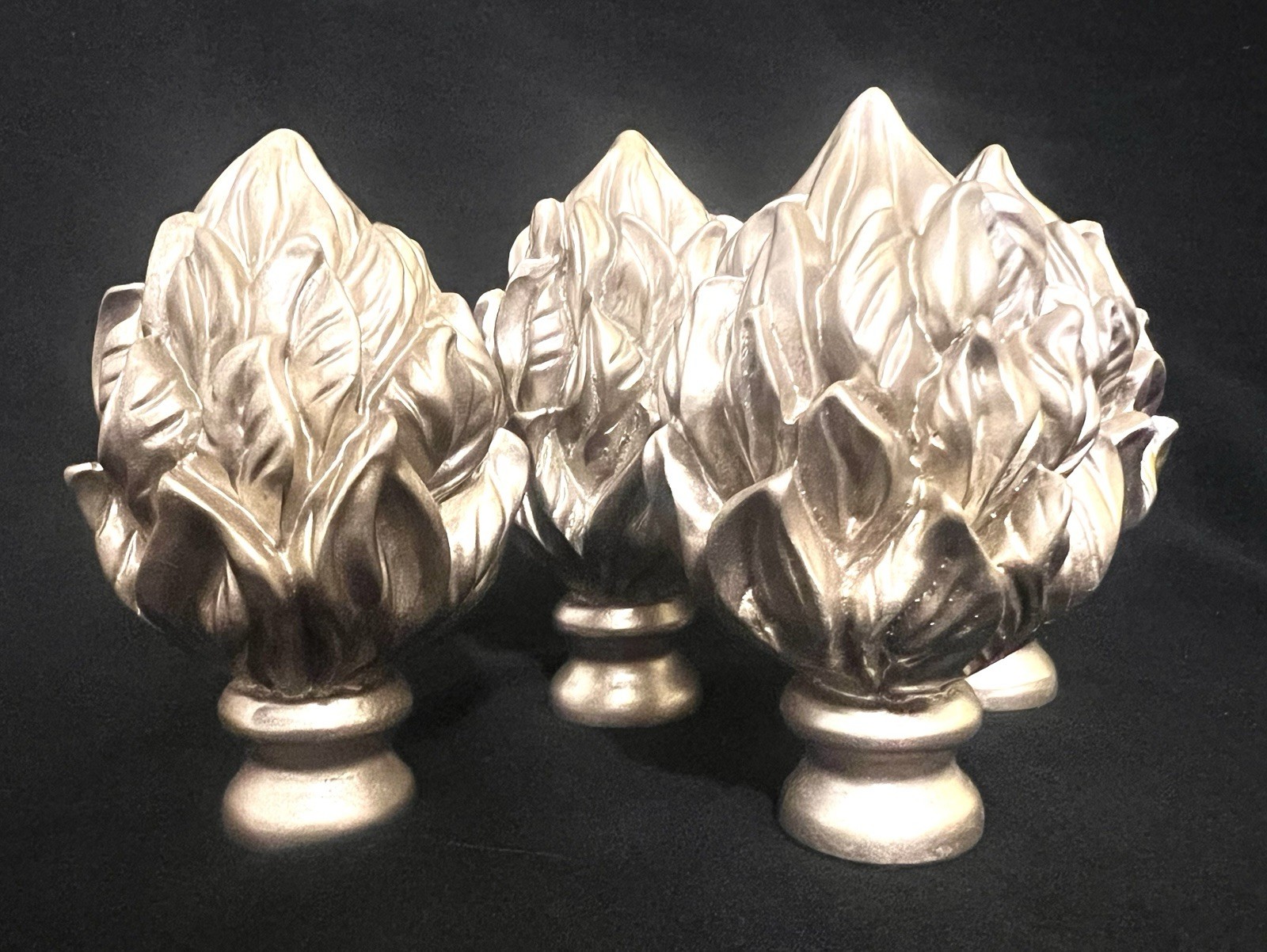 SET OF 2 – Decorative Acrylic Matte Gold Filigree Artichoke Finial