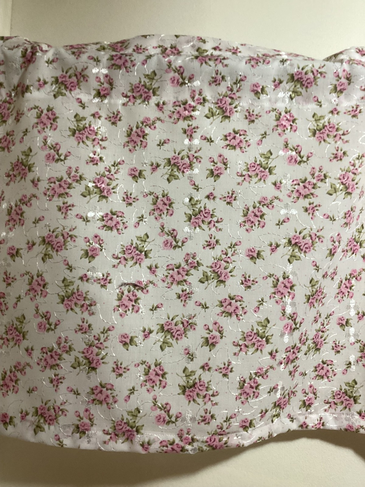 Handmade Light Pink Rose Eyelet Poly/ Cotton Valance, 42 X 15 INCHES