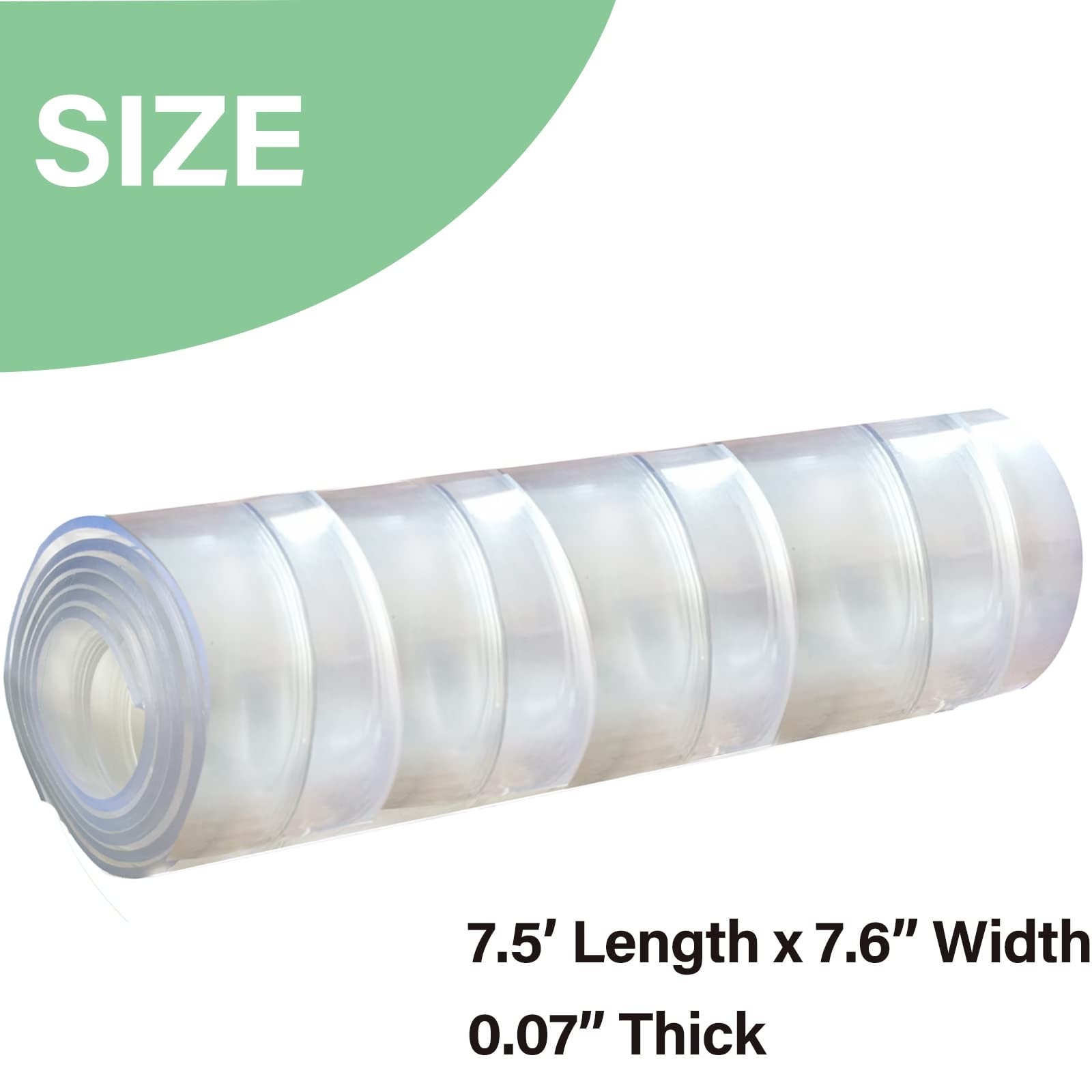 Plastic Vinyl Strip Curtain 7.5ft x 7.6in Clear Waterproof Ribbed PVC 0.07 Thk