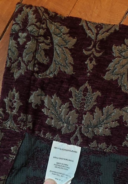 Brocade Tapestry Valance deep purple burgundy with bronze Gold design