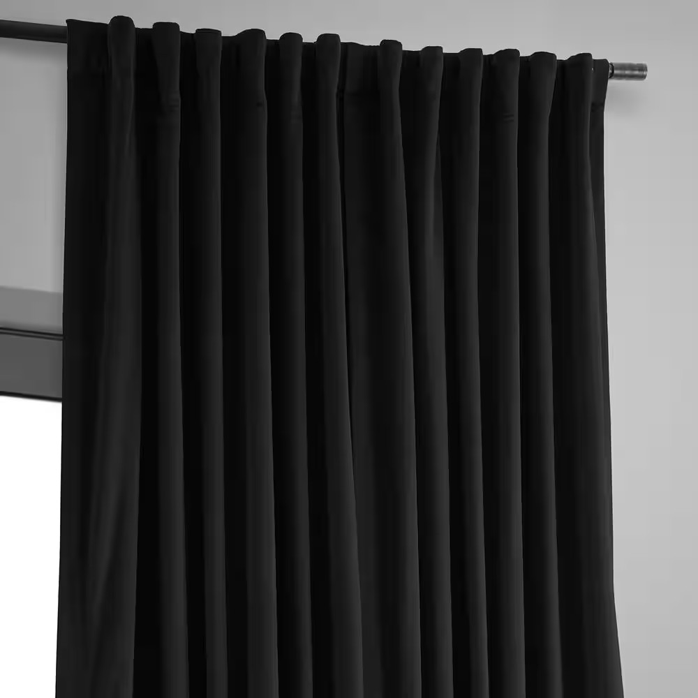 Black Extra Wide Velvet Rod Pocket Blackout Curtain – 100 In. W X 108 In. L (1 P