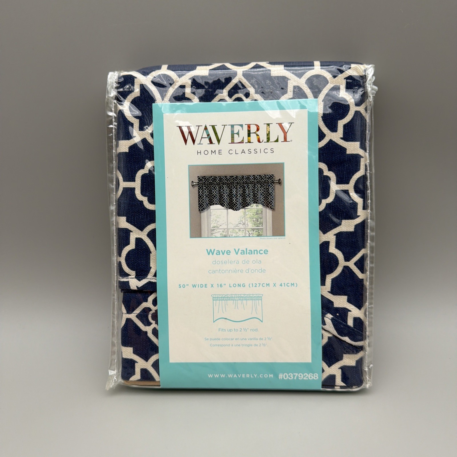 Waverly Wave Valance Lovely Lattice Indigo Blue Valance 50″ X 16″ #0379268