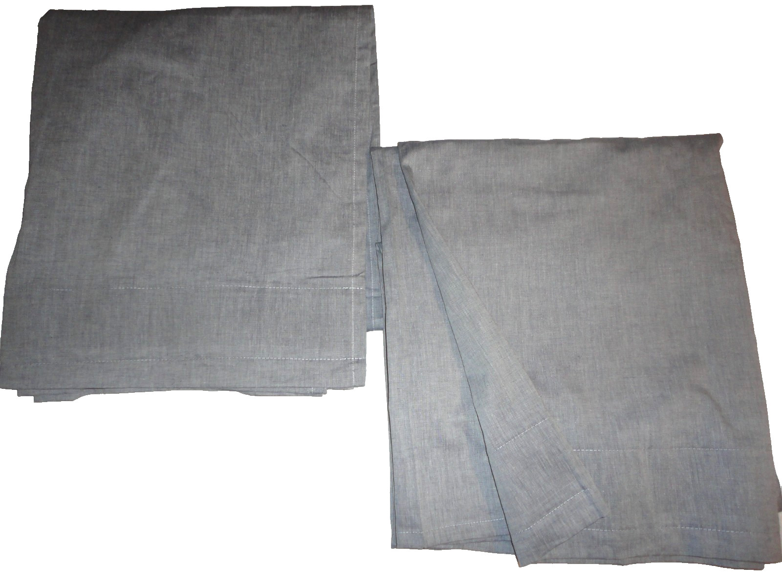 IKEA HANNALILL BLUE DENIM CHAMBRAY (2) UNLINED DRAPERY PANELS 57 X 98