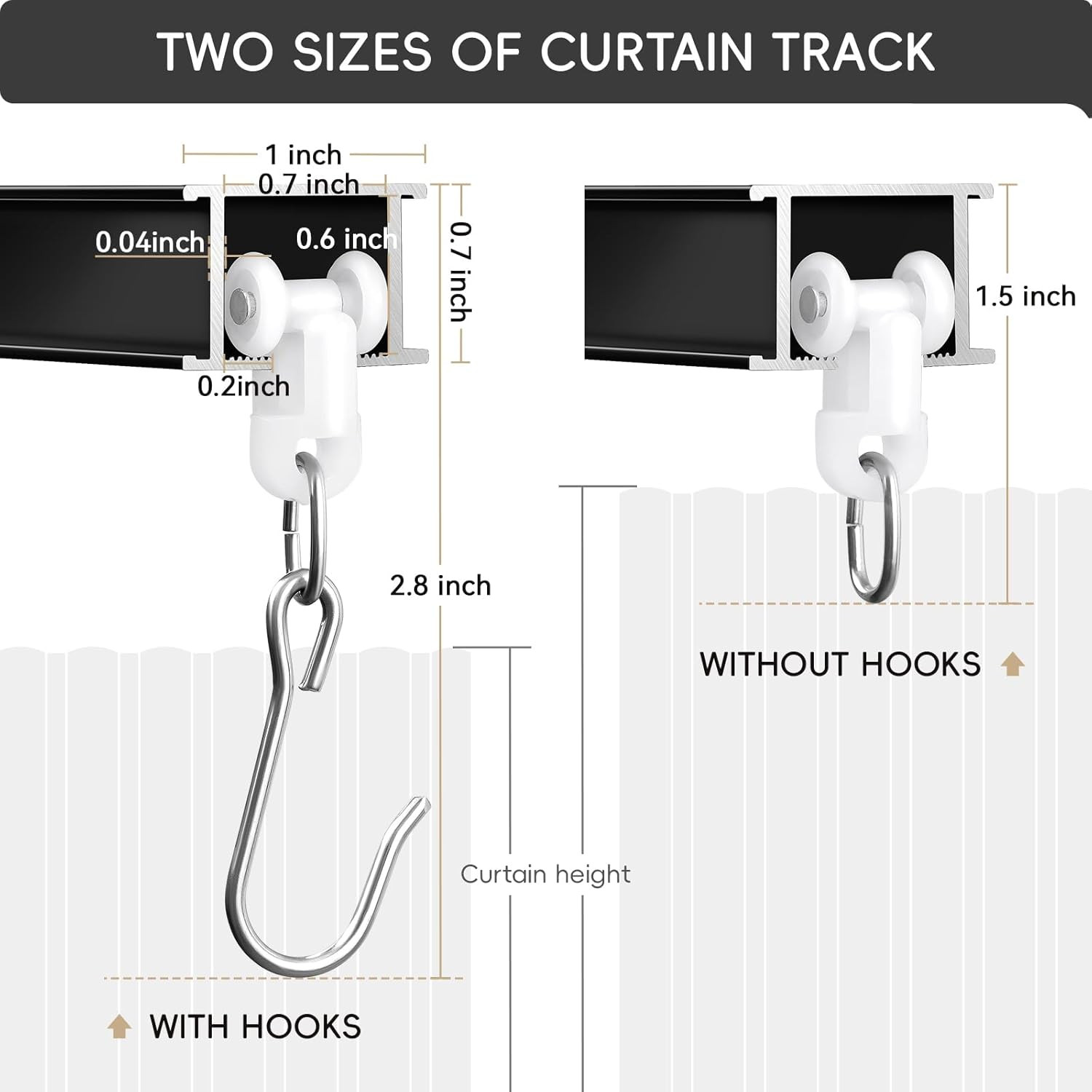 Ceiling Curtain Track, Curtain Track with Roller Hooks, 12Ft – 15Ft Ceiling Moun