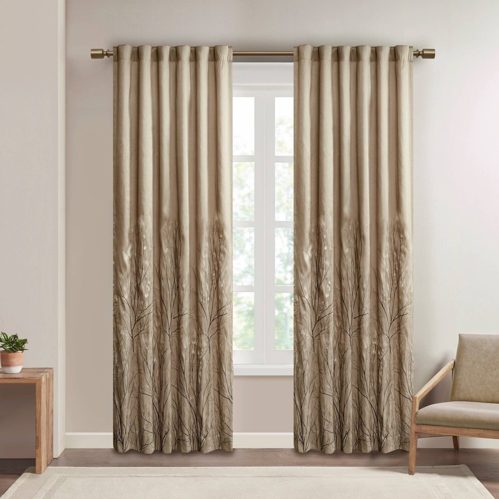 Madison Park Aden Rod Pocket/Back Tab Curtain Panel 50″x84″ Tan Light Filtering