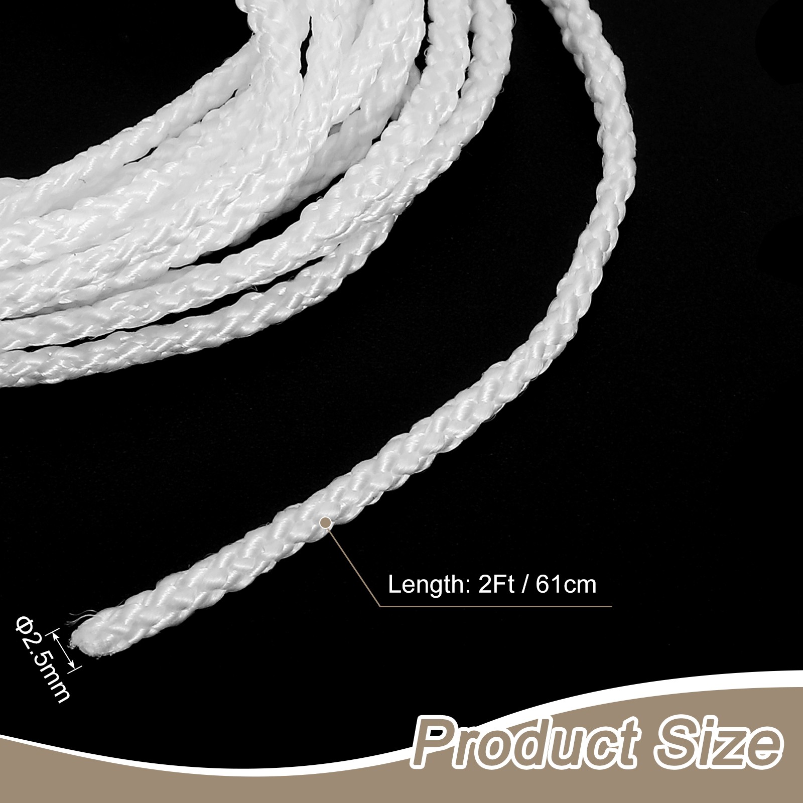 Cord Loop for Window Shades, 2.5mm 2Ft Window Blind Looped String, White