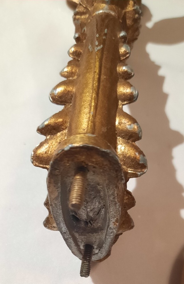 Antique Cast Iron Drapery Finials Hardware Angel Cherub With 8 Drapery Rings