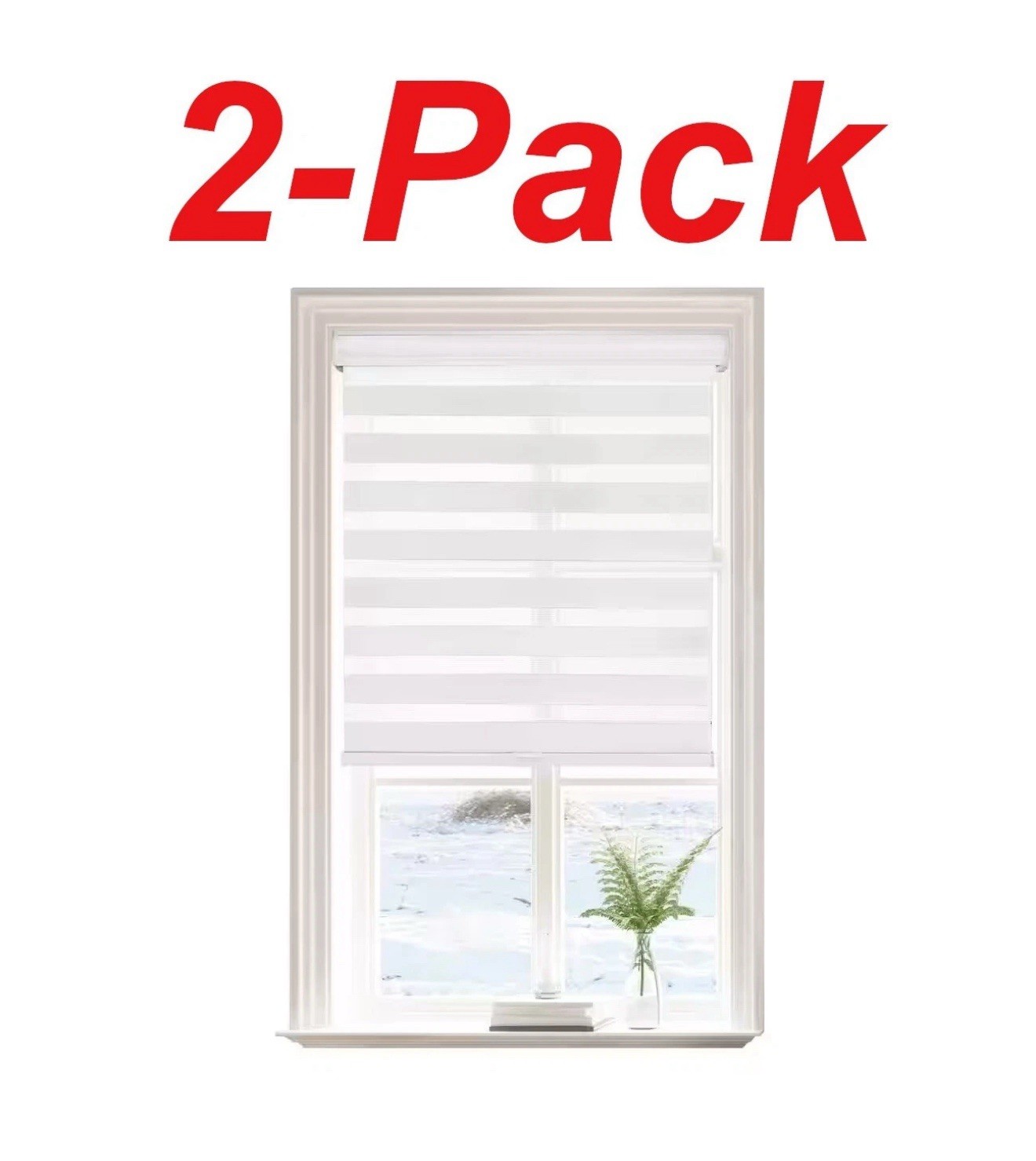 2 -pack LUMI White 27W x 72 L Light Filtering Cordless Zebra Fabric Roller Blind