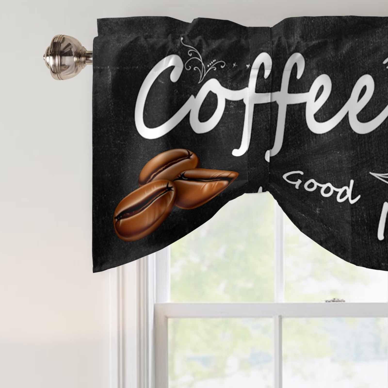 Coffee Theme Tie Up Valances for Windows, Coffee is Always a Good Idea Valanc…