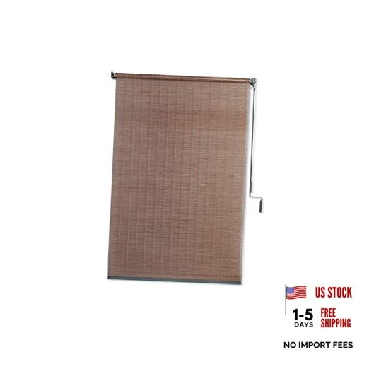 Wand Operated Outdoor Roller Shade – Cordless Sun 72″W x 48″H Driftwood