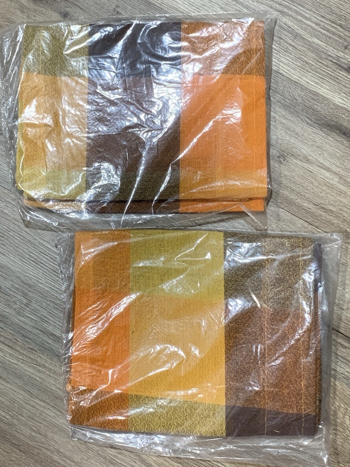 2 Vintage Sears Yorkshire Valences 72″ x 11″ Brown & Tangerine NEW