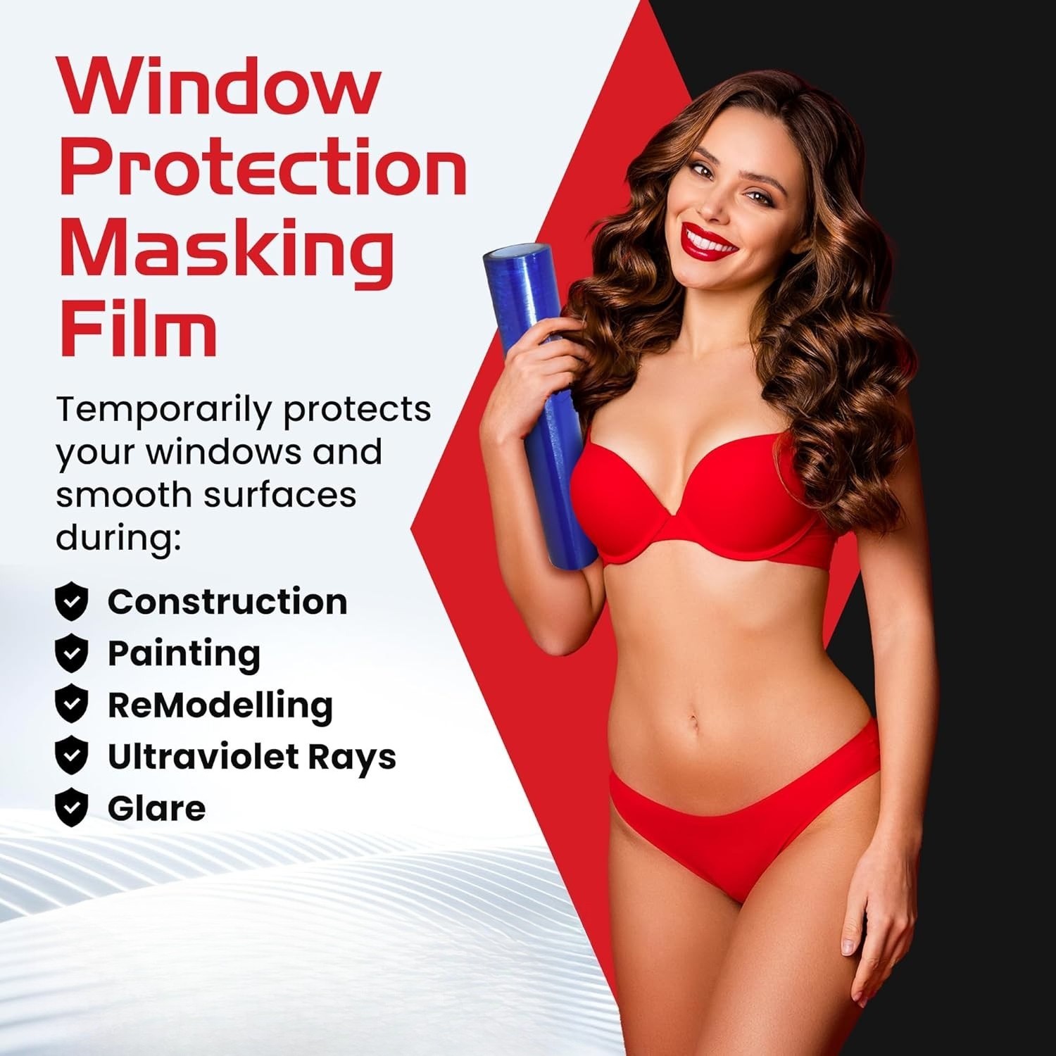 Window Protection Film – 1 Roll – 24″ x 200′ Blue Surface