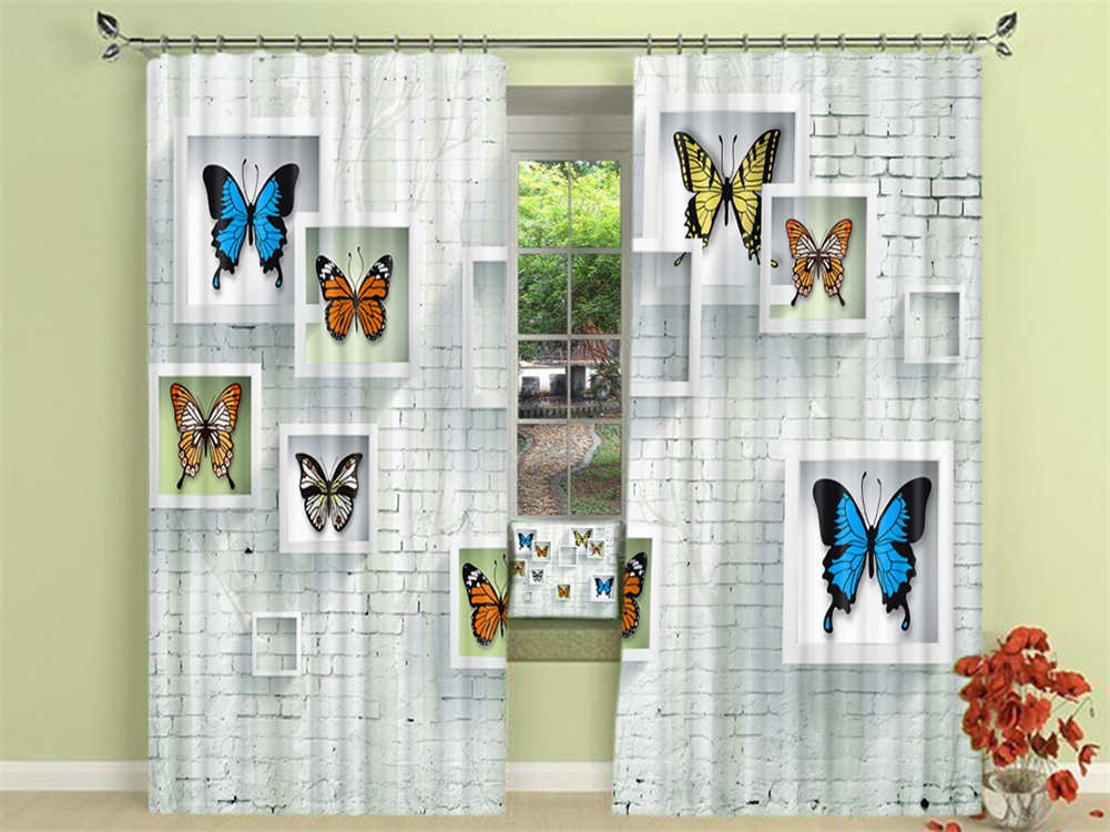 Many Butterfly Specimen 3D Curtain Blockout Photo Printing Curtains Drape Fabric