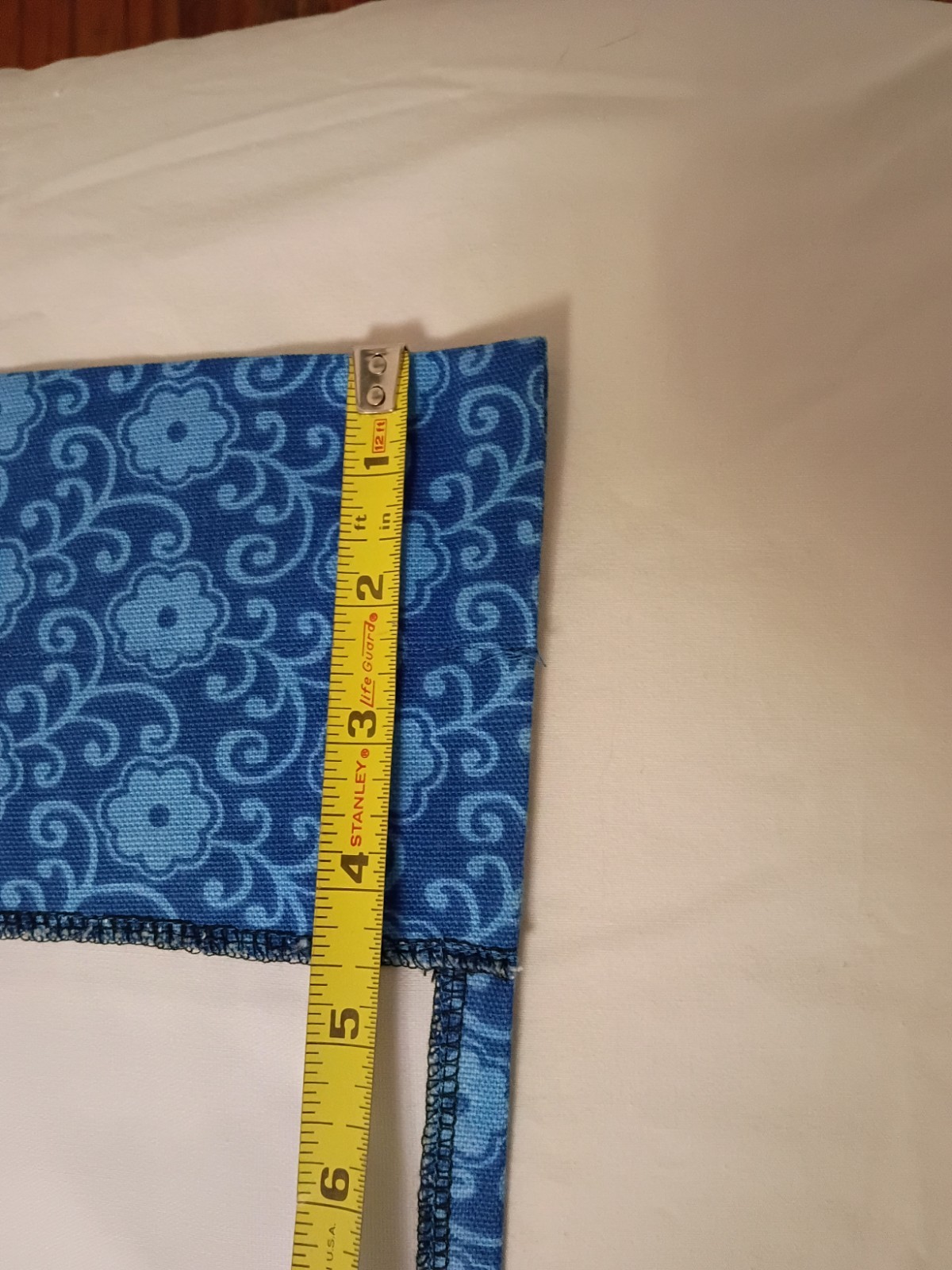 Country Drape Curtains Panels Blue Daisy Pattern Handmade Pair 43″ X 60″ Lined
