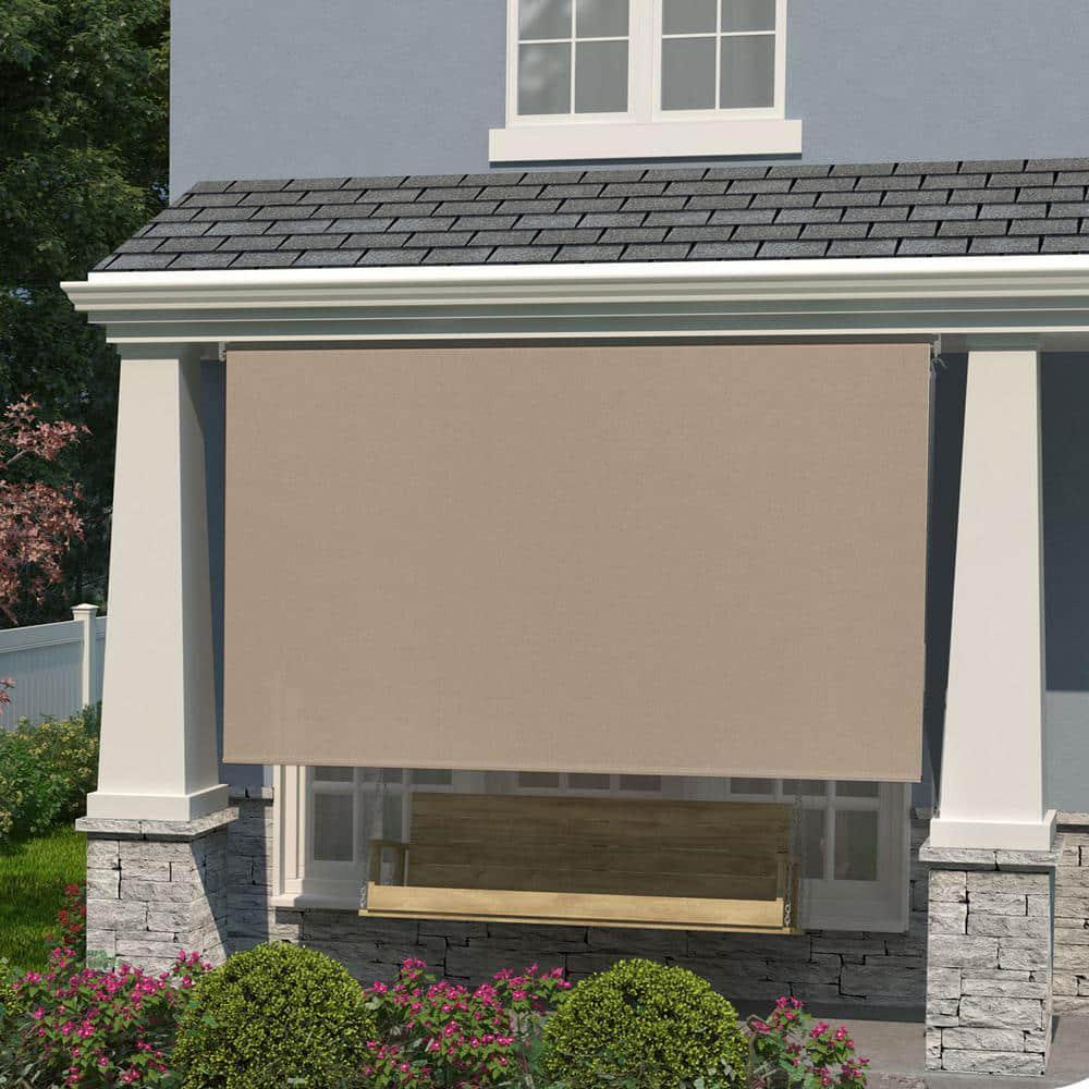Exterior Roller Shade Oatmeal Cordless Light Filtering Fade Resistant 72″ x 72″