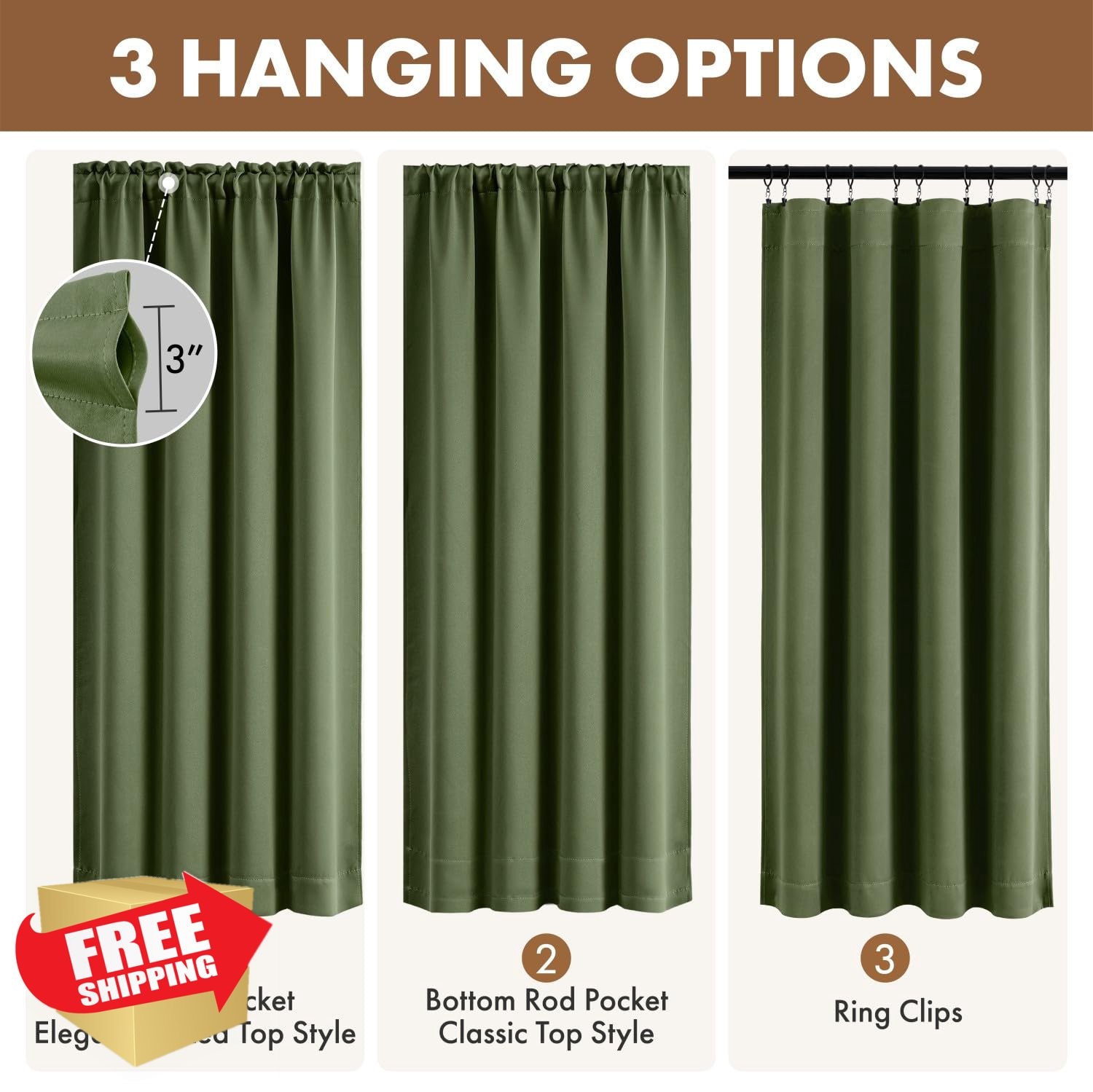 MIULEE Olive Green Blackout Tiers 40×36