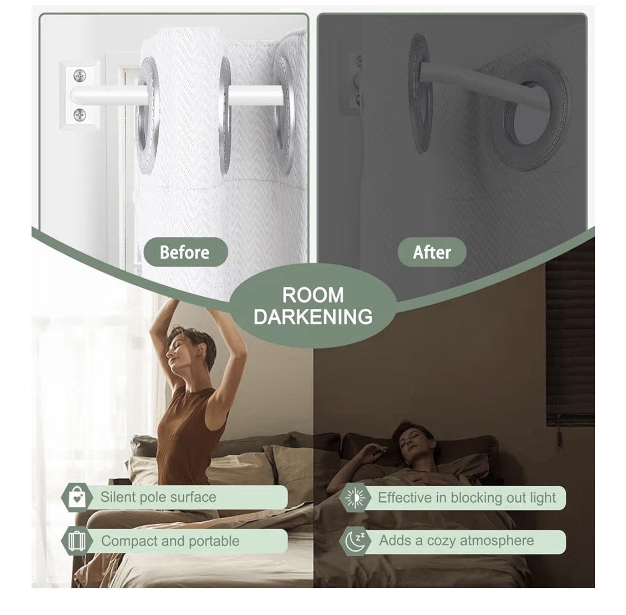Hei!Dear Blackout Curtain Rod for Windows 48 to 84 inch (4-7Ft), Wrap Around 5/8