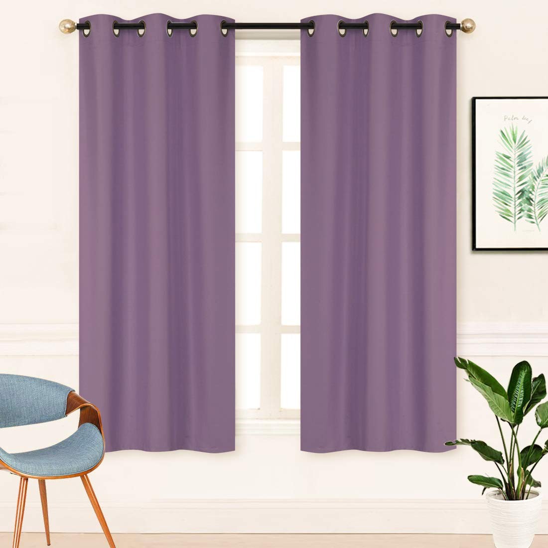 2 Piece Solid Color 100% Blackout Room Darkening 2 Panels Window Treatment Cu…