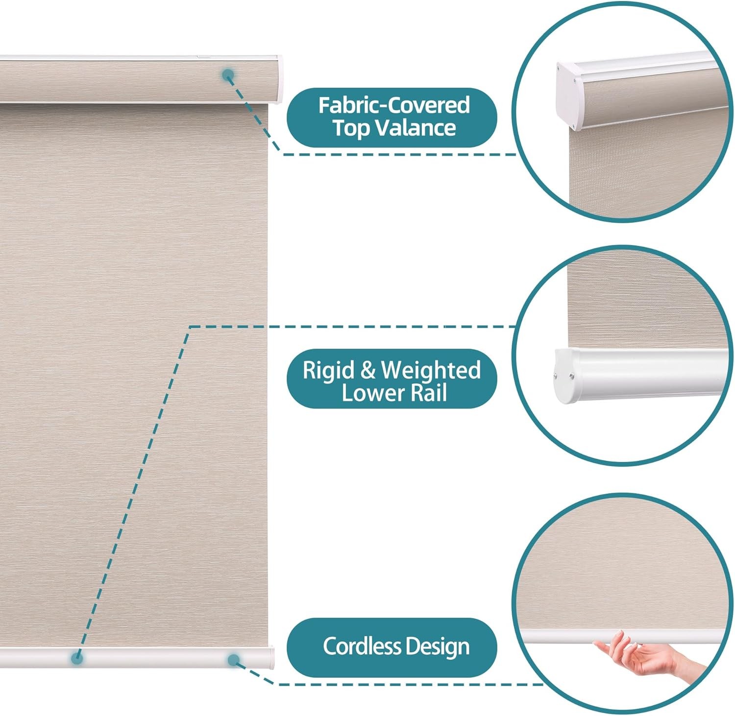 Changshade CUSTOM CUT Roller Shades Blackout Blinds For Window White/Gray/Black