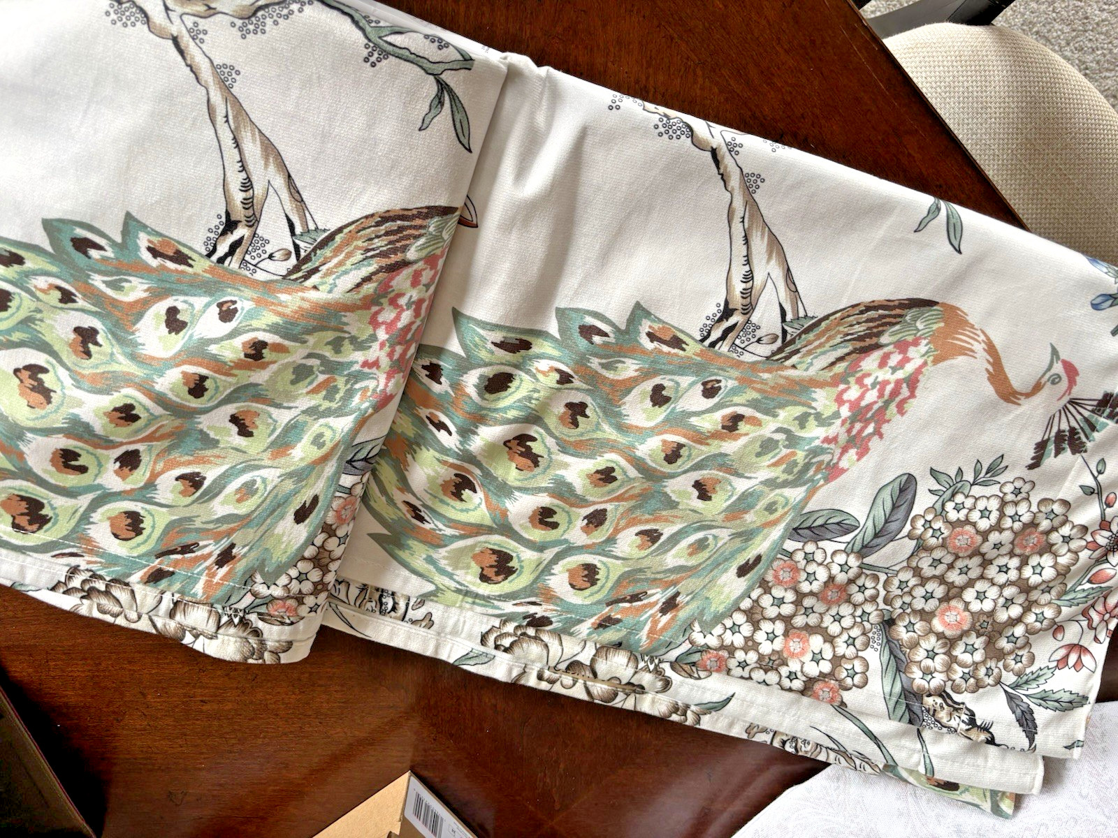 CALLISTO Window Curtains 2 Panels 38” X 84″ Peacock Birds Drapers Back Tab Blush