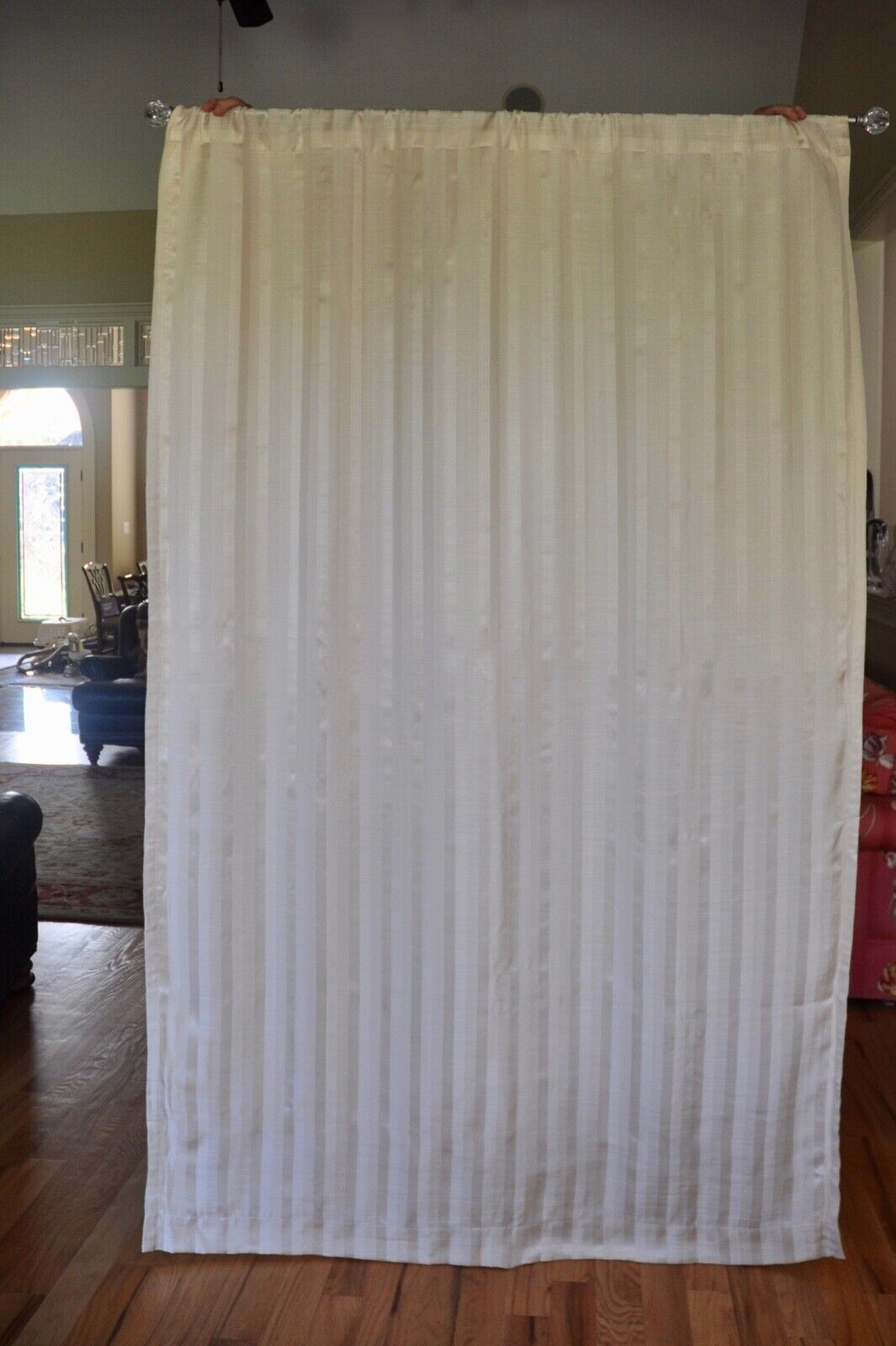 Two “Chaps” Rod Pocket Panels cream stripe Panels 54” W X 84” L Drapes Curtains