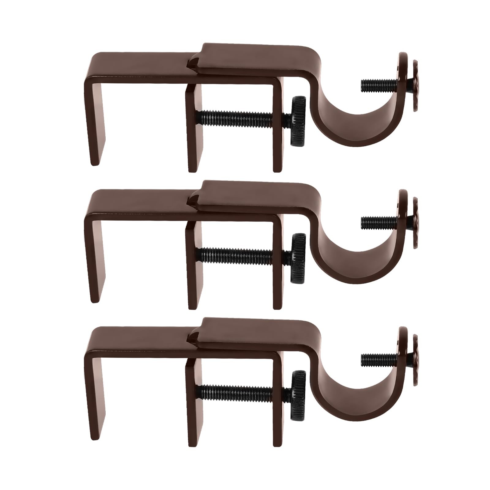 3 Pack Brown Outside Mounted Blinds Curtain Rod Bracket Attachments