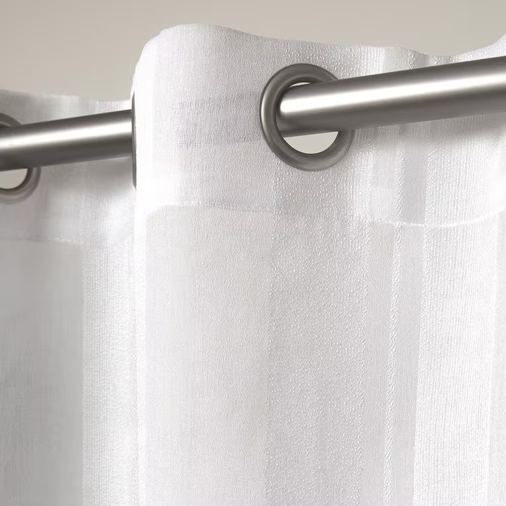 Apollo Winter White Solid Sheer Grommet Top Curtain, 50 In. W X 108 In. L (Set o