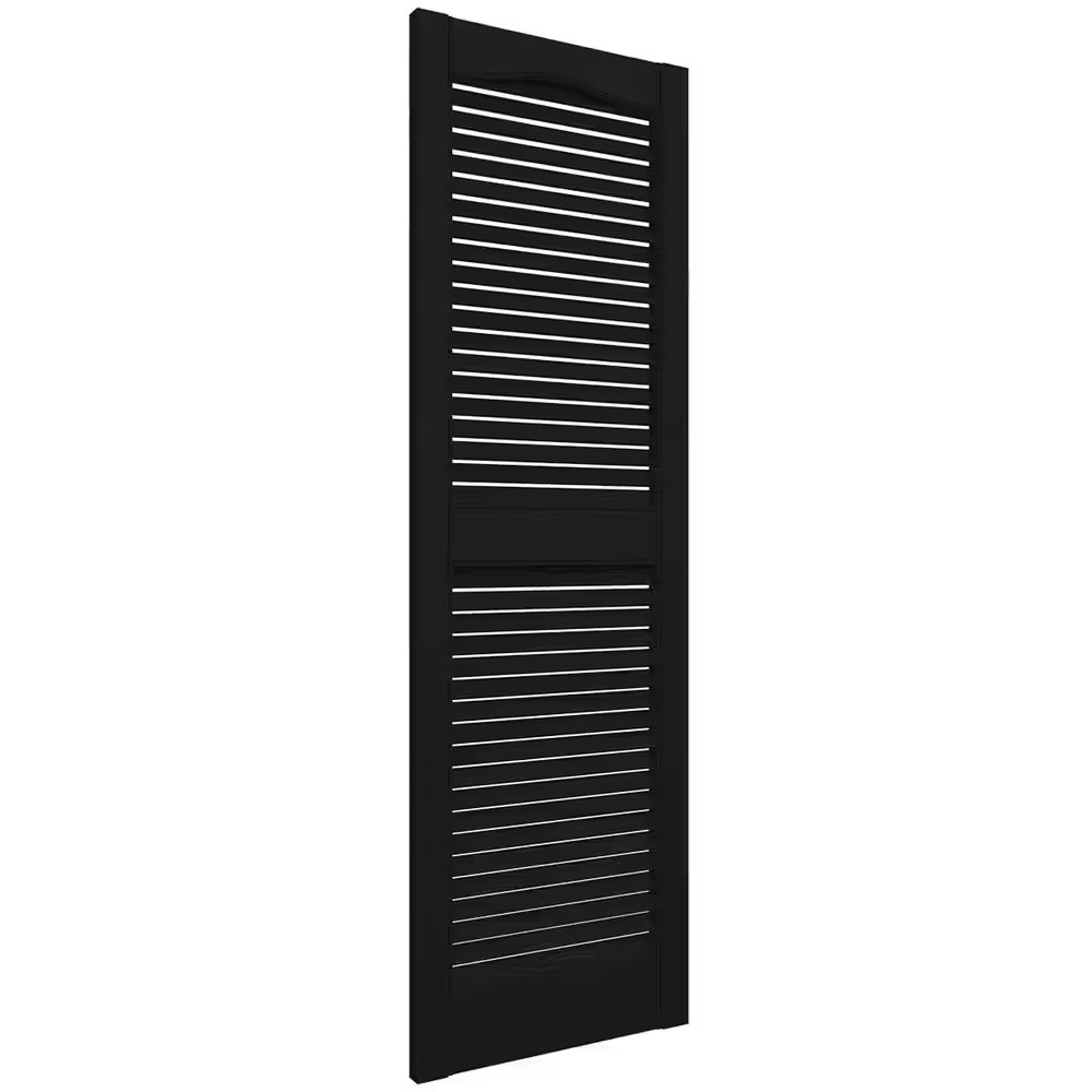 14.5 In. X 60 In. Louvered Vinyl Exterior Shutters Pair in Black
