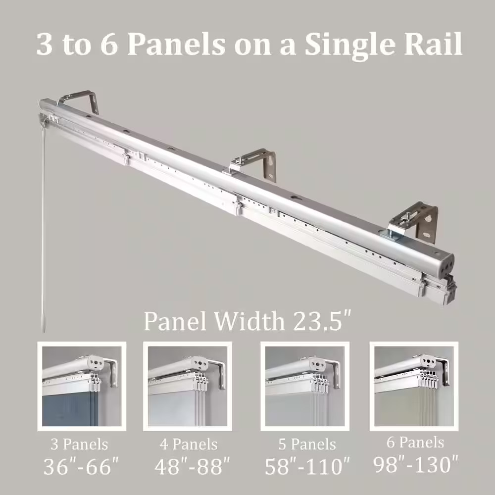 Granite Gray 48 In. – 88 In. W X 94 In. L Adjustable 4- Panel White Single Rail
