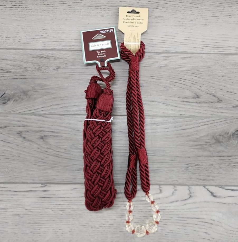 Allen + Roth & Unbranded Burgundy Curtain Drape Tieback – 2 pc