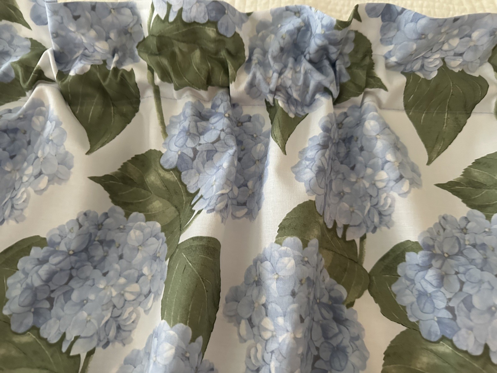 Hydrangea Valance in Blue. New Hand Made in the USA