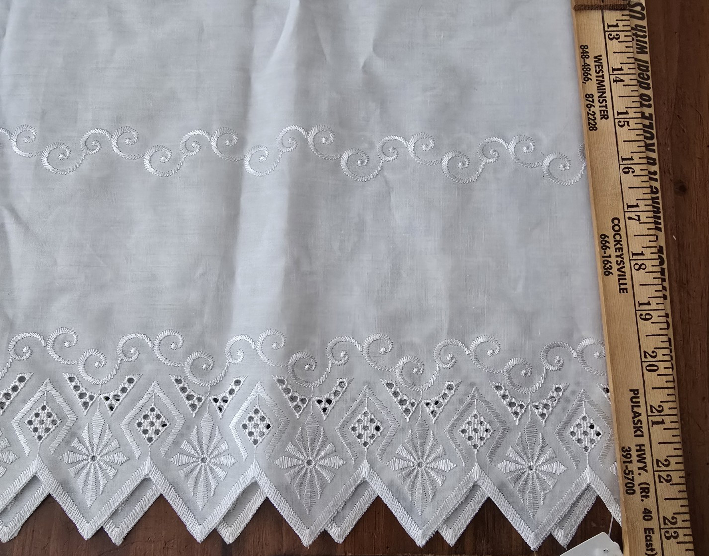 2 white curtain panels Grommet Eyelet Embroidered Edge needs hemmed ROMANCE
